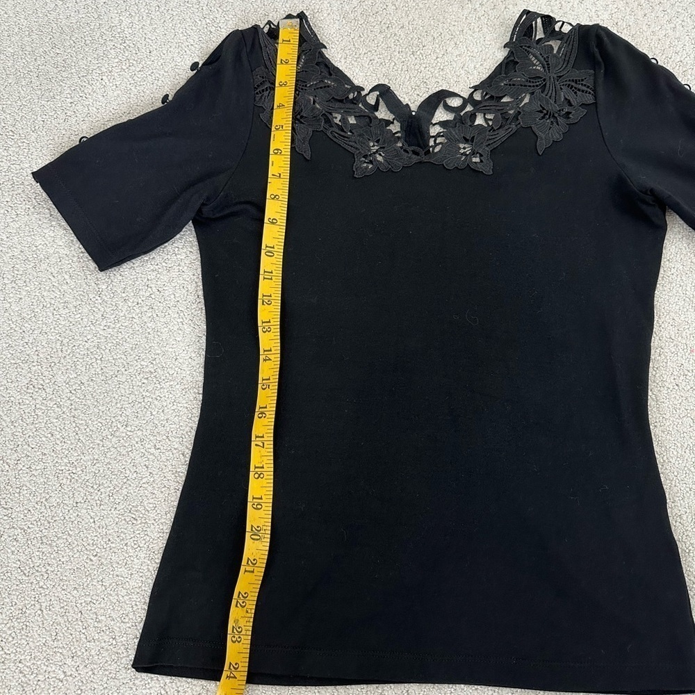 Eden Rose Couture Black Lace Short Sleeve Top, size T3 which is a Medium - Picture 8 of 10